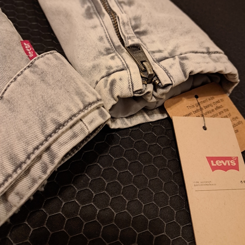 Levi's Washed Grey Denim-Sherpa Fall/Winter Biker Jacket/Coat Size M - Picture 7 of 15